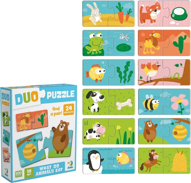 Puzzle DUO „Co jedzą zwierzęta?”
