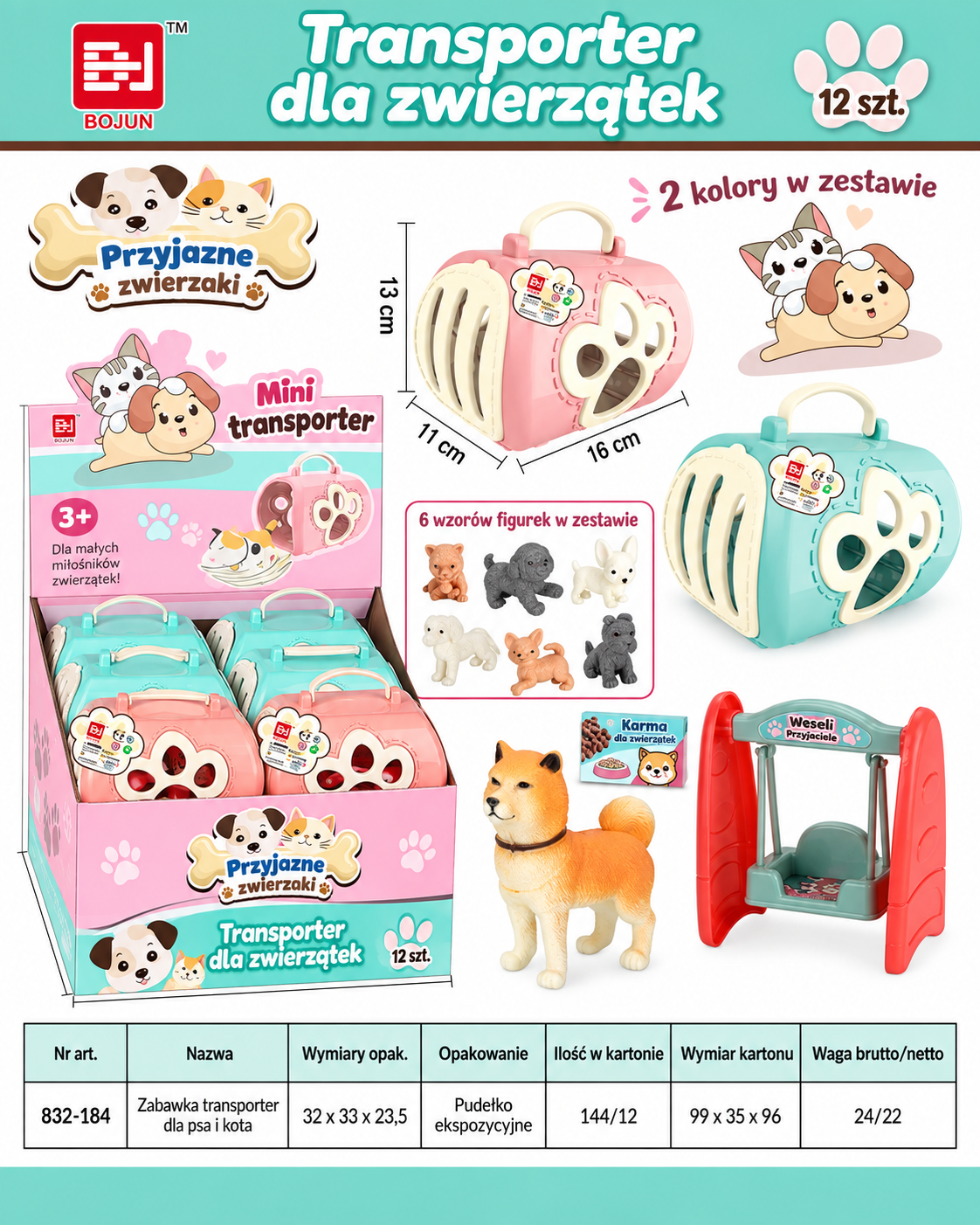 Pet Cage – mini transporter dla zwierząt 12 elementów dla dziecka
