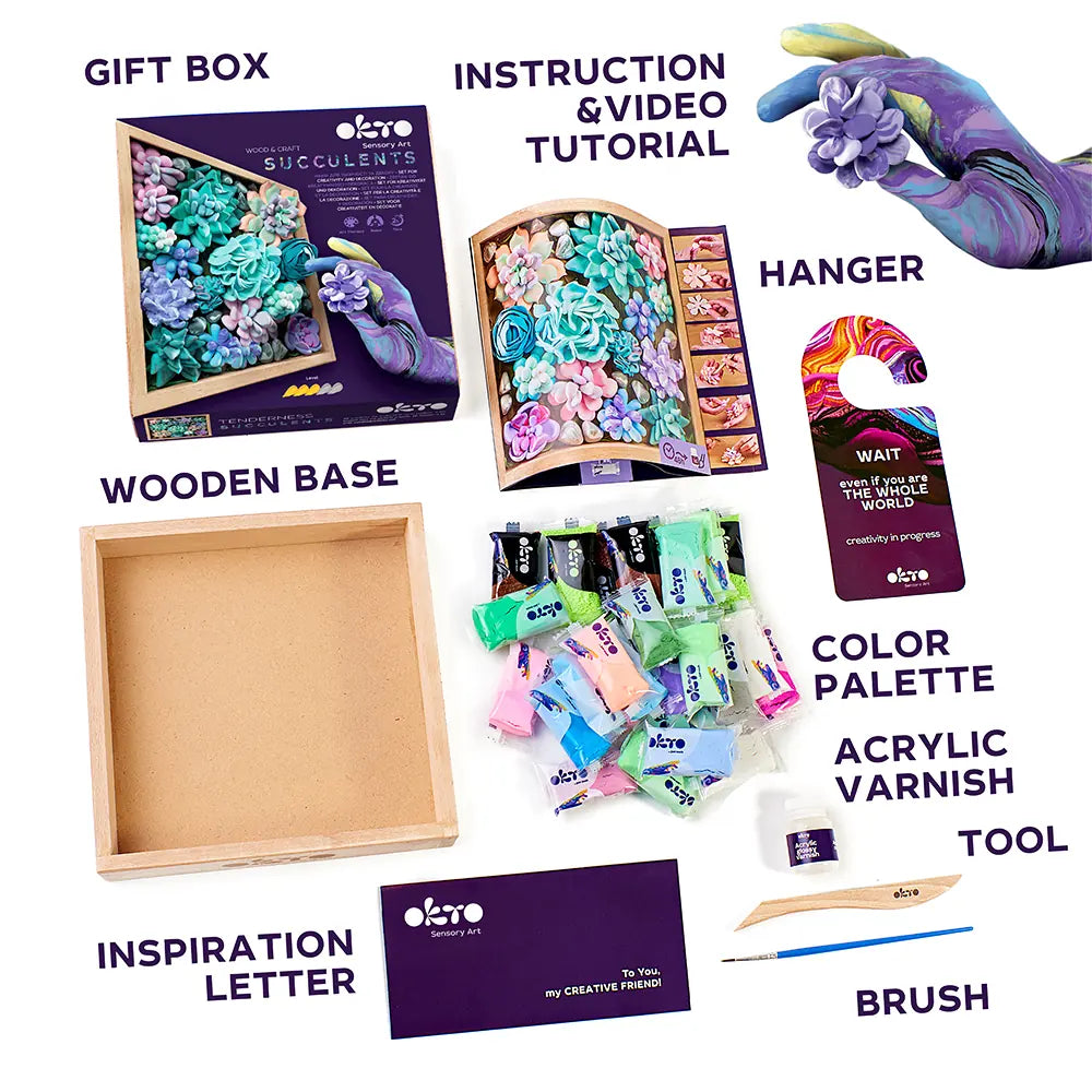 Zestaw kreatywny 3D Modelowanie Masą plastyczną Ciastolina KWIATY NIEBIESKIE SUKULENTY