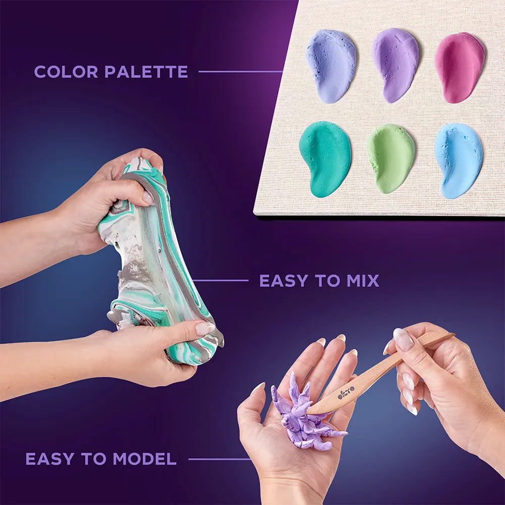 Zestaw kreatywny 3D Modelowanie Masą plastyczną Ciastolina KWIATY NIEBIESKIE SUKULENTY