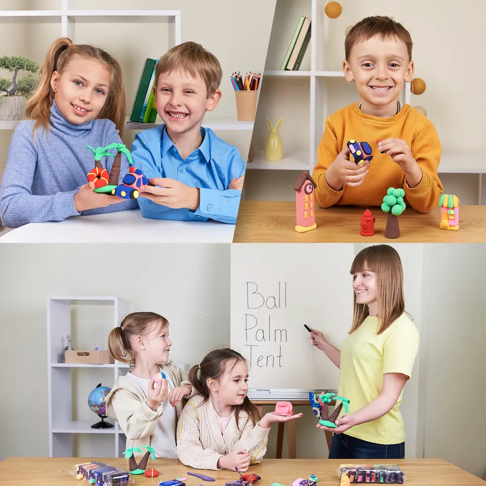 DUŻY Zestaw kreatywny 3D Modelina Masa Plastyczna 2w1 PROJEKTY dla dzieci 11x9 KOLORÓW