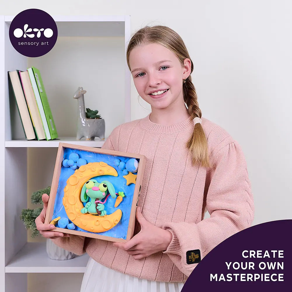 Zestaw kreatywny 3D Modelowanie Masą plastyczną Ciastolina MAŁE ŚWIATY - KRÓLIK NA KSIĘŻYCU