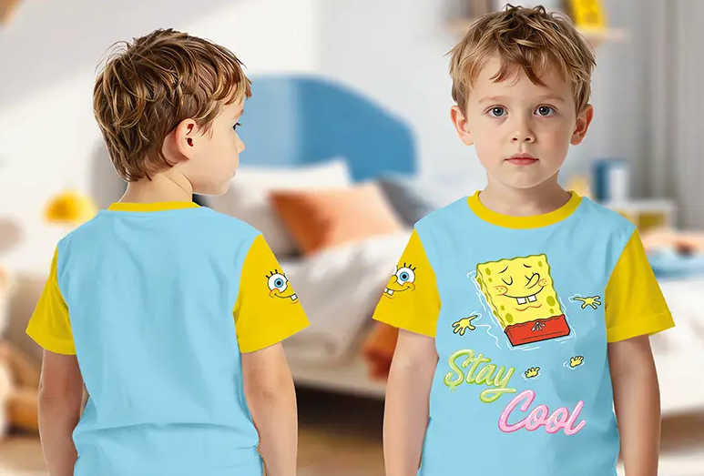 Koszulka dziecięca SpongeBob – niebieska z Gąbką Bobem, rozmiar 86/92