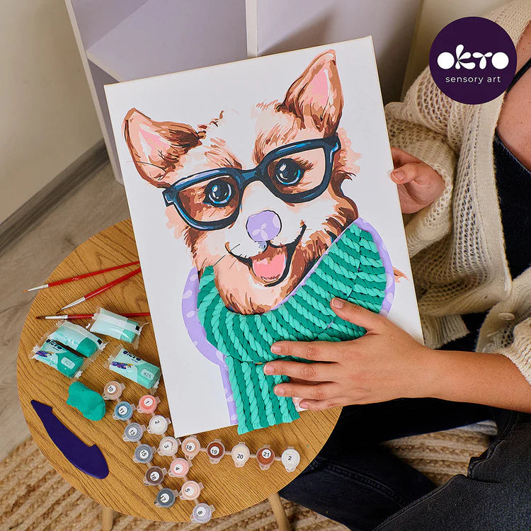 Zestaw kreatywny 3D Malowanie po numerach i Modelowanie Masą plastyczną Ciastolina PIES CORGI