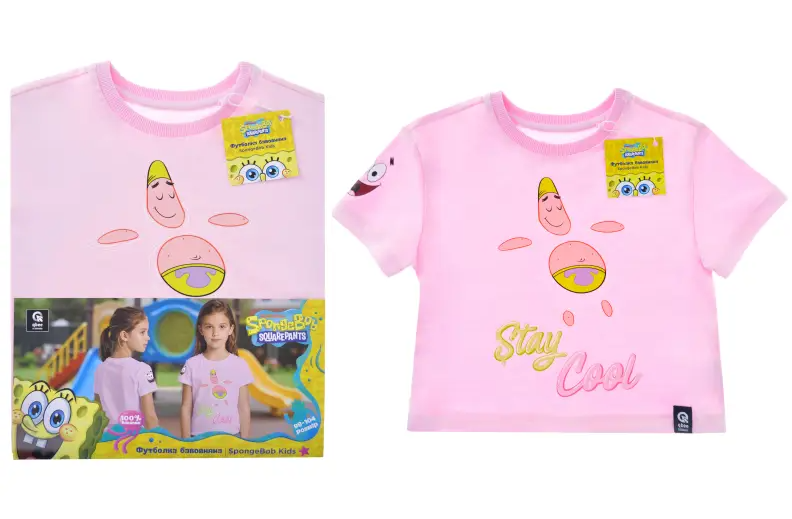 Koszulka dziecięca SpongeBob – różowa z Patrykiem „Stay Cool”, rozmiar 98/104