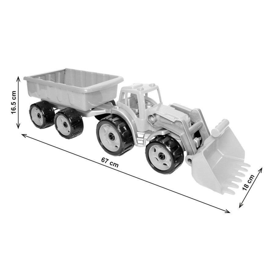 Duży Traktor Ciągnik z przyczepą 63x18x16 cm Koparka mega zestaw Wywrotka