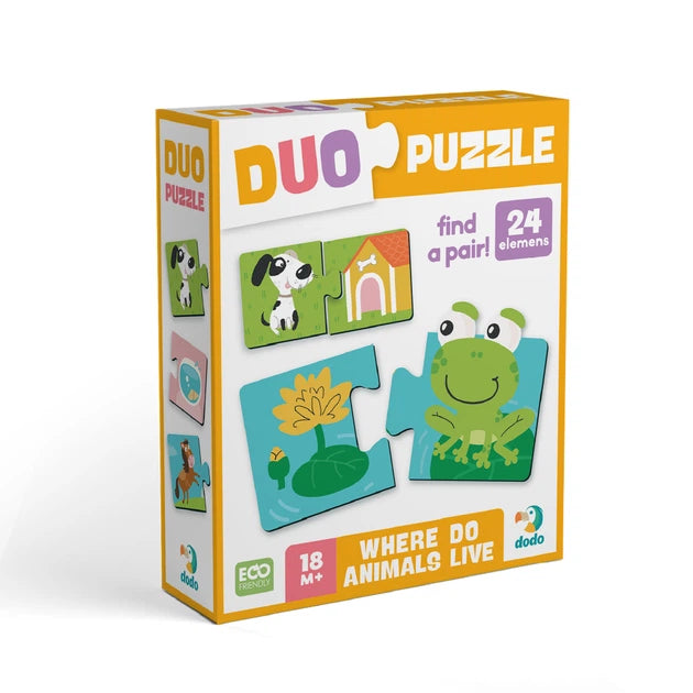 Puzzle DUO „Gdzie mieszkają zwierzęta?”