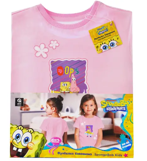 Koszulka dziecięca SpongeBob – różowa z Gąbką Bobem i Patrykiem „Oops”, rozmiar 86/92