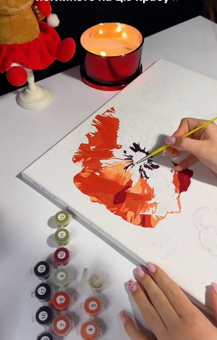 Zestaw kreatywny Obraz Malowanie po numerach 40×50 cm Sztaluga CZERWONE MAKI