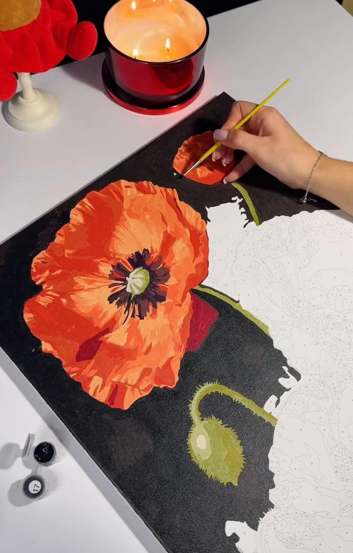 Zestaw kreatywny Obraz Malowanie po numerach 40×50 cm Sztaluga CZERWONE MAKI