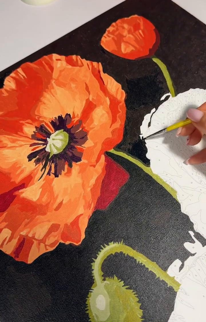 Zestaw kreatywny Obraz Malowanie po numerach 40×50 cm Sztaluga CZERWONE MAKI