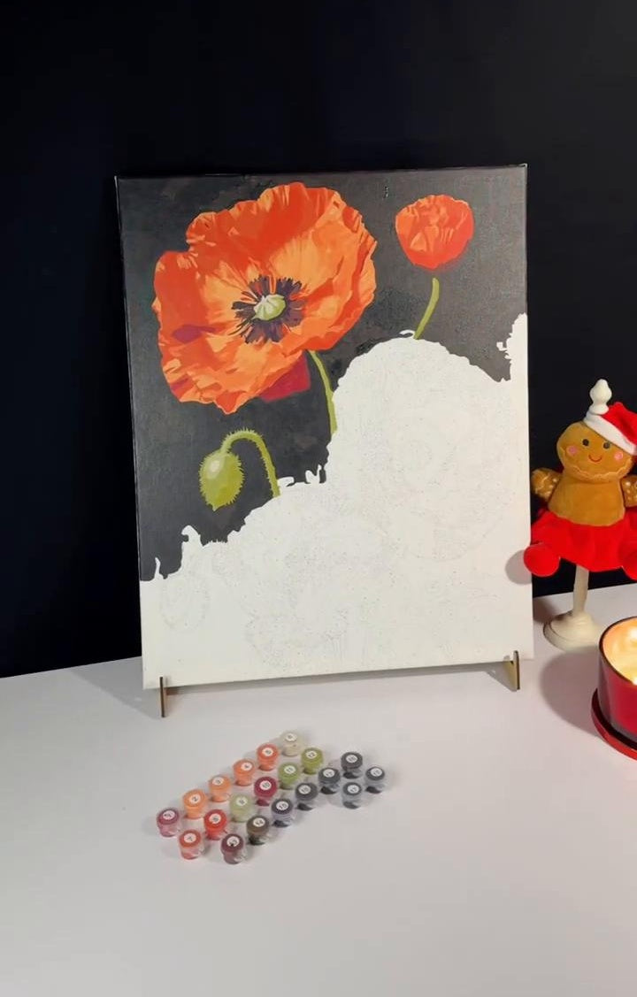 Zestaw kreatywny Obraz Malowanie po numerach 40×50 cm Sztaluga CZERWONE MAKI