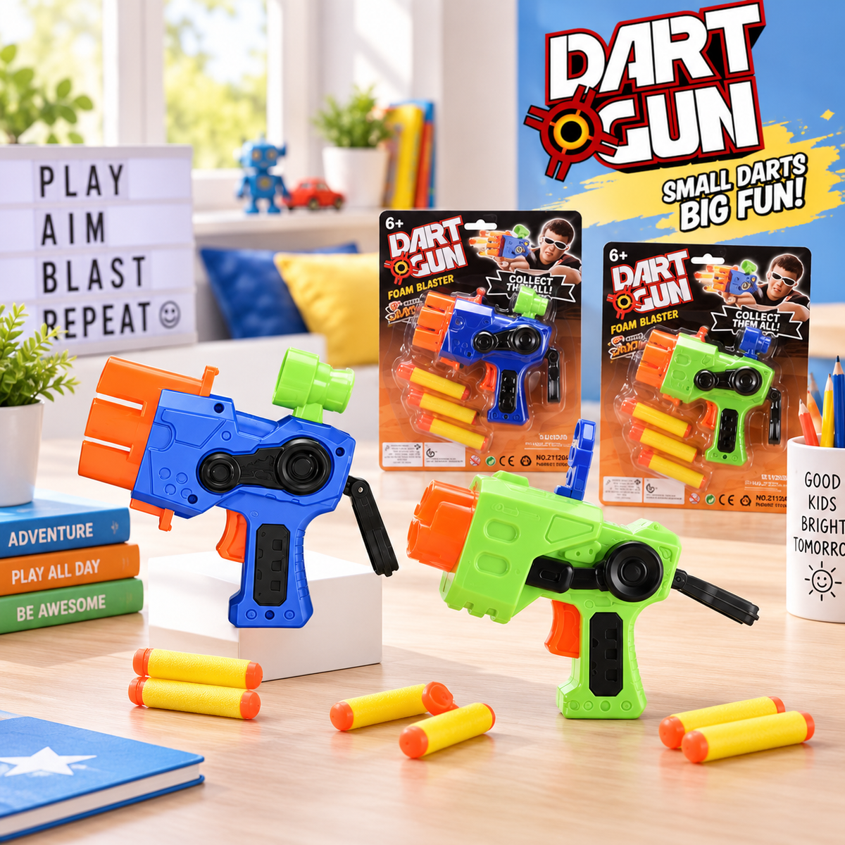Pistolet do darta – kolorowy blaster z piankowymi strzałkami dla dziecka