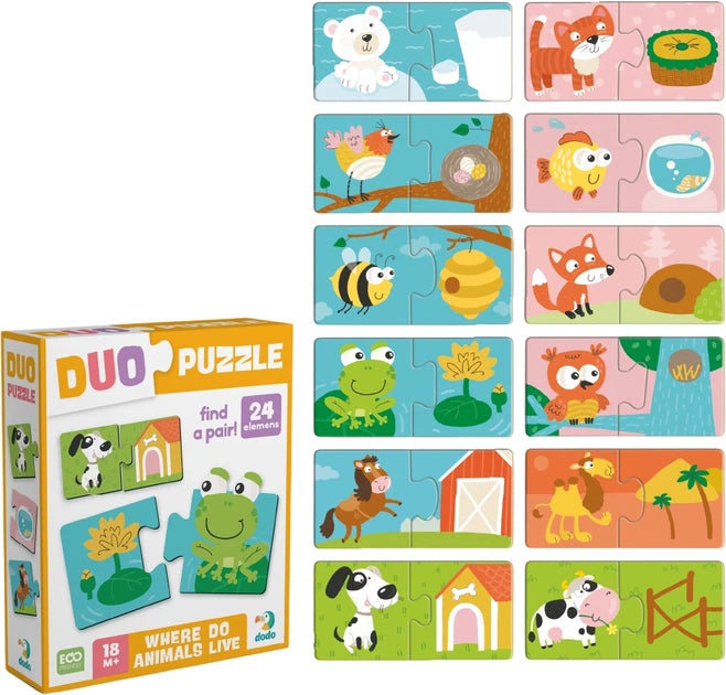 Puzzle DUO „Gdzie mieszkają zwierzęta?”