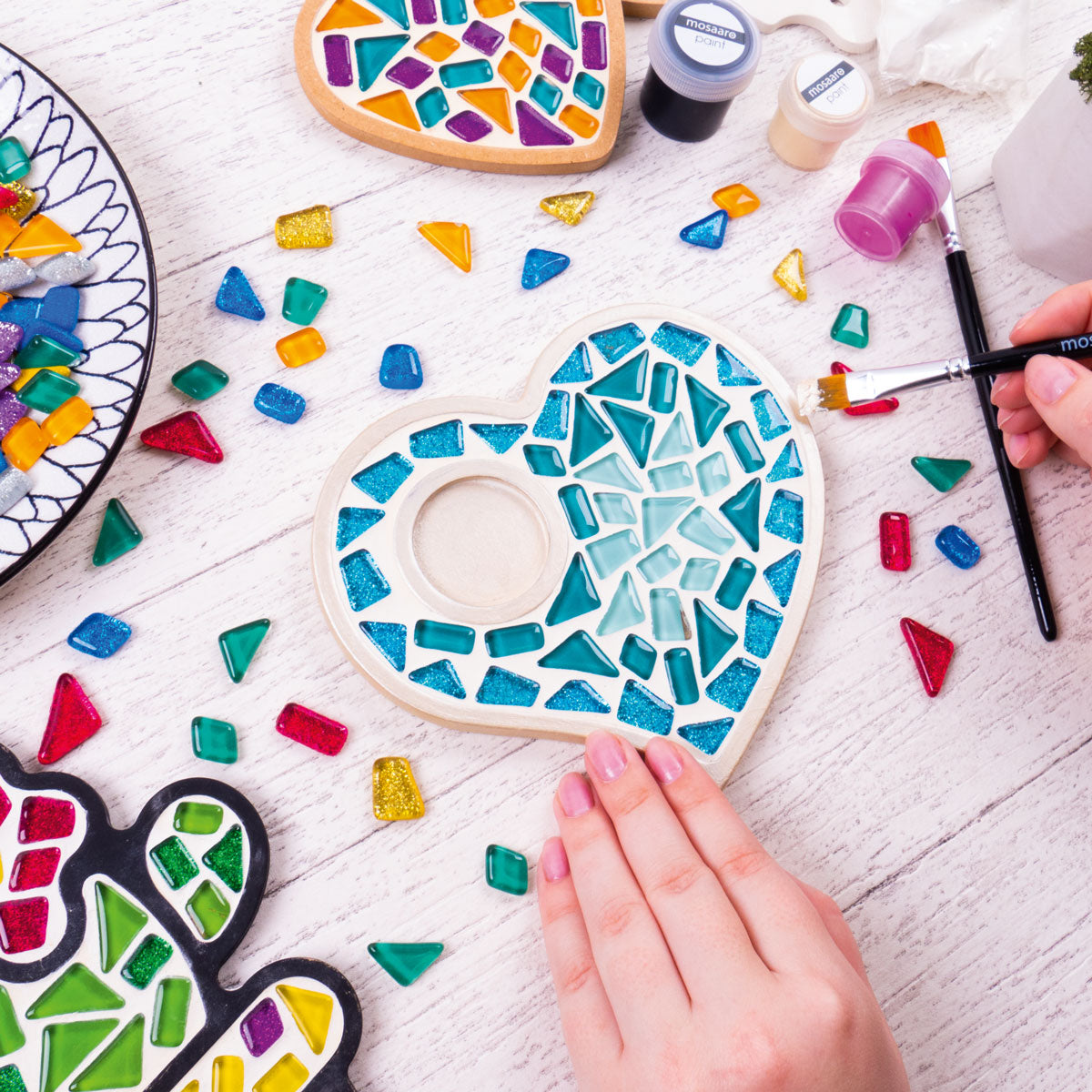 Mozaika szklana diamentowa DIY obraz ramka rękodzieło prezent ozdoba SERCE ŚWIECA