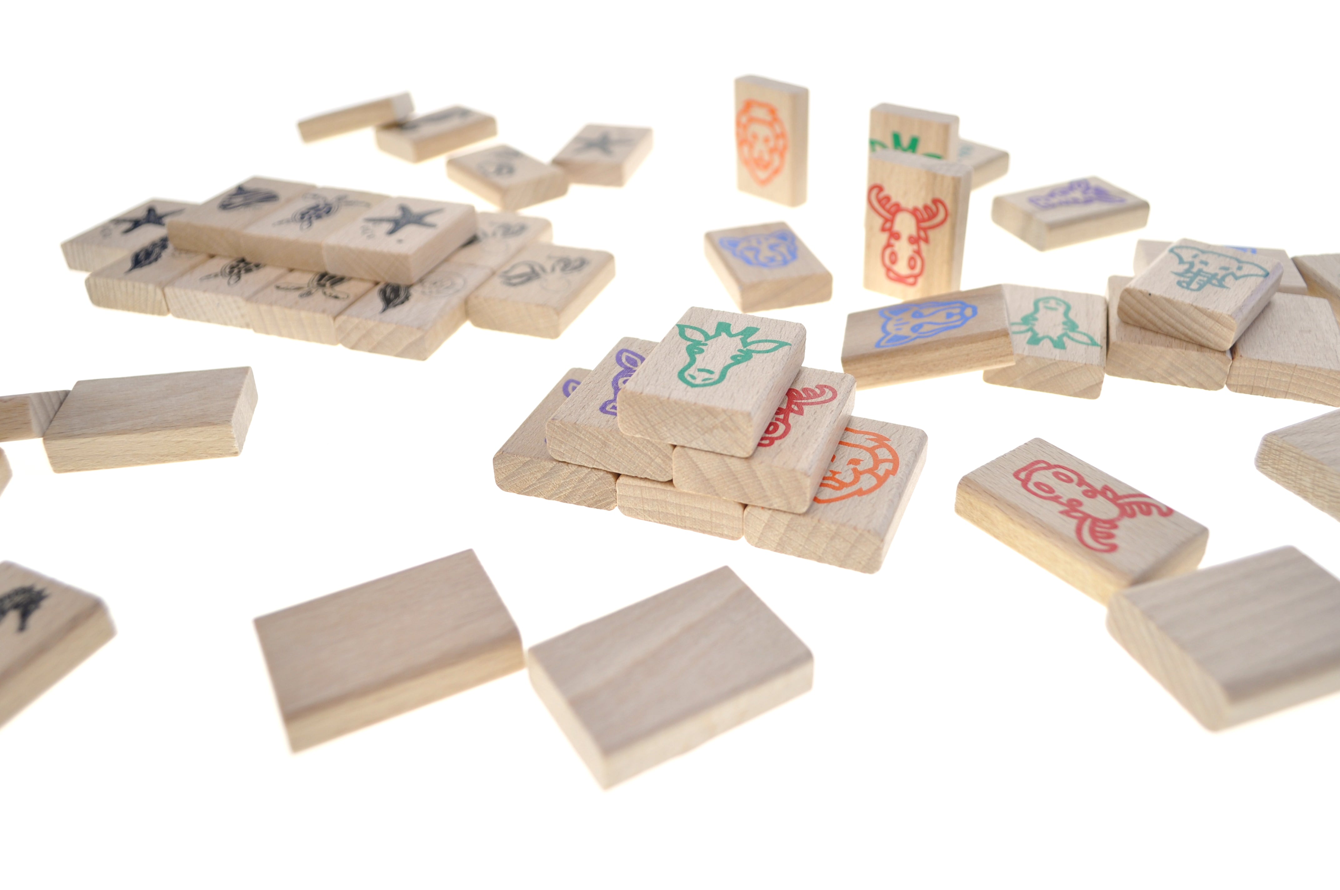 Gra edukacyjna Mahjong 3w1 Drewniana dla dzieci | 49 elementów