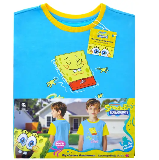Koszulka dziecięca SpongeBob – niebieska z Gąbką Bobem, rozmiar 110/116