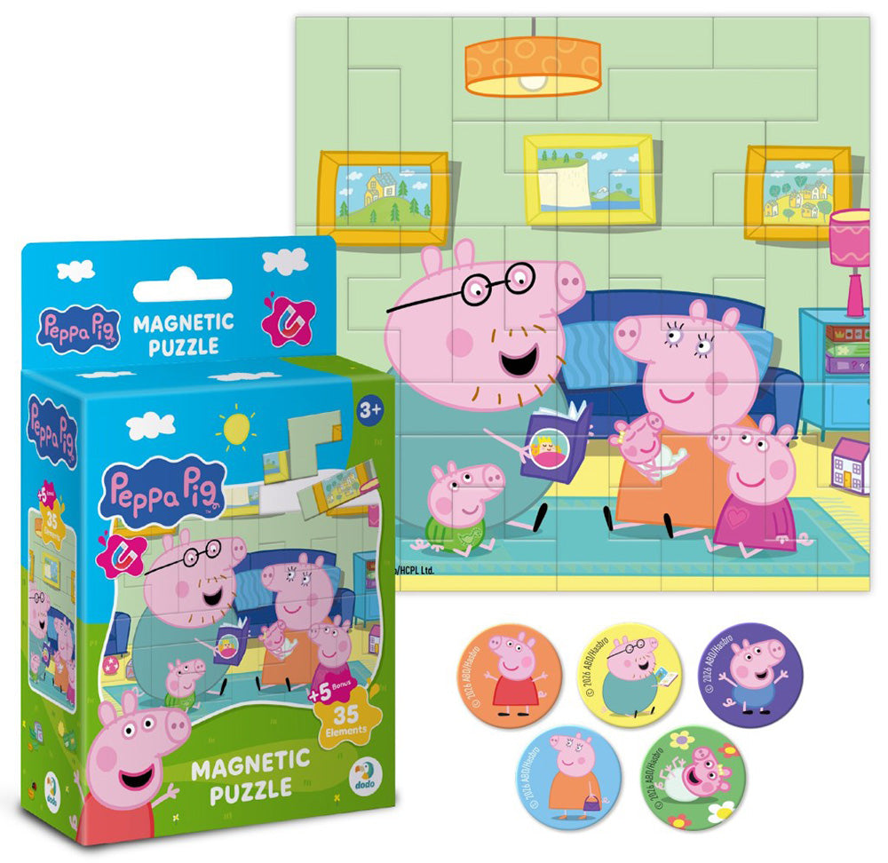 Puzzle magnetyczne Świnka Peppa „Przytulny wieczór” 40 el.
