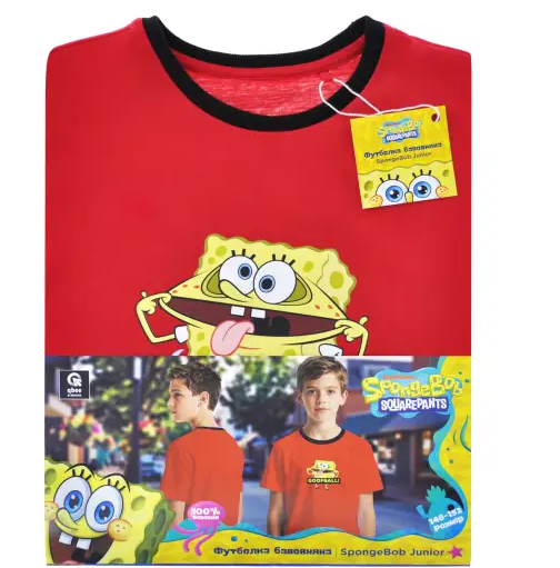 Koszulka dziecięca QBEE SpongeBob – czerwona z nadrukiem, rozmiar 146/152