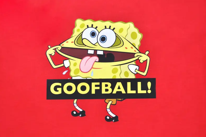 Koszulka dziecięca SpongeBob – czerwona z nadrukiem, rozmiar 122/128