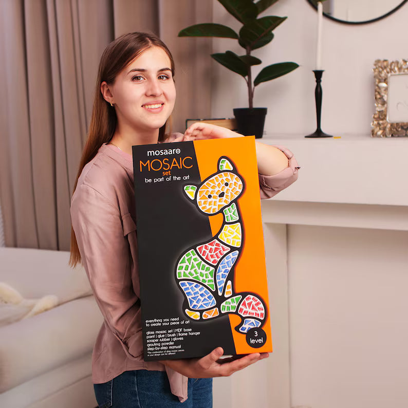 Mozaika szklana diamentowa DIY obraz ramka rękodzieło prezent ozdoba KOT