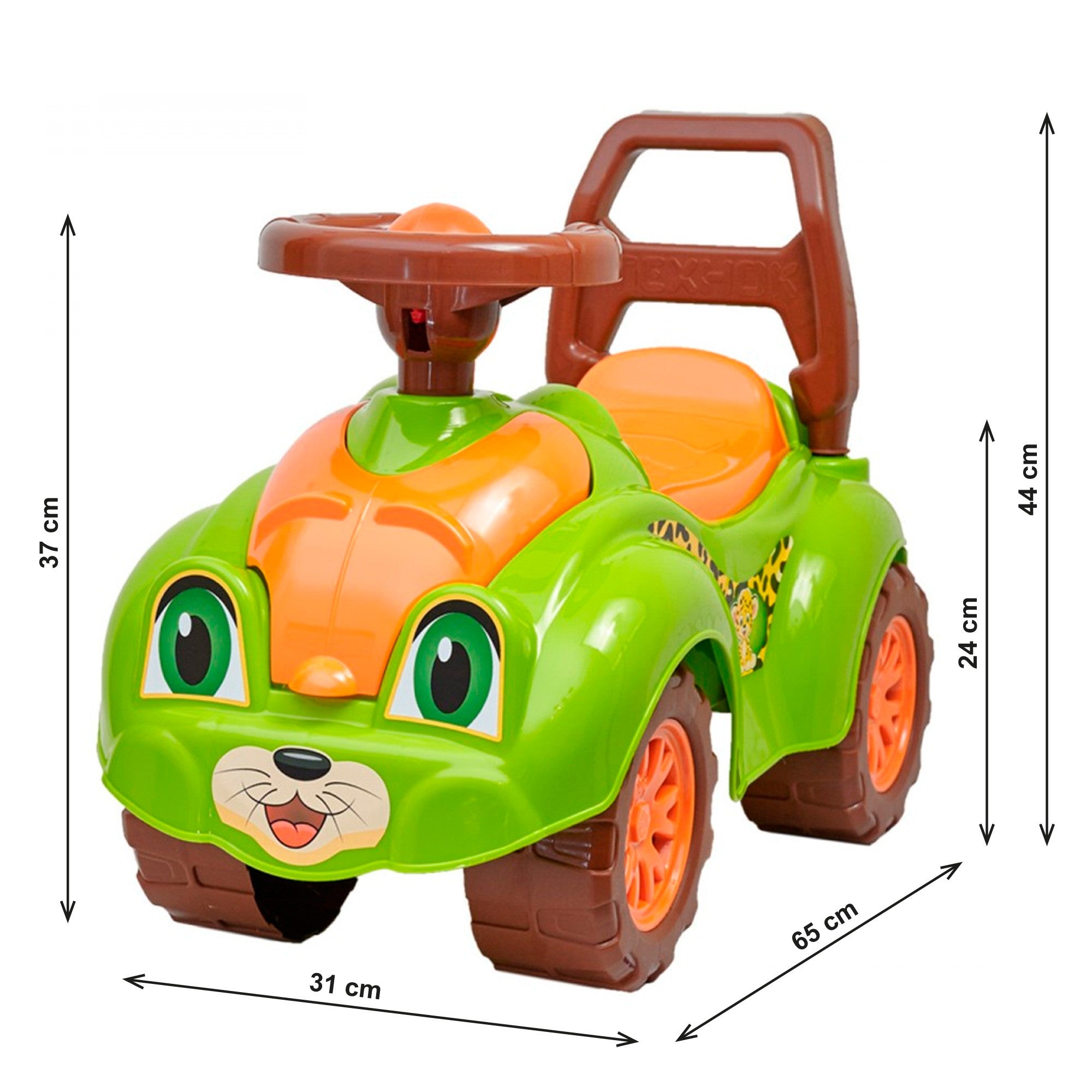 Jeździk 65cm chodzik dla dzieci z klaksonem – pchacz z otwieranym siedziskiem TYGRYS