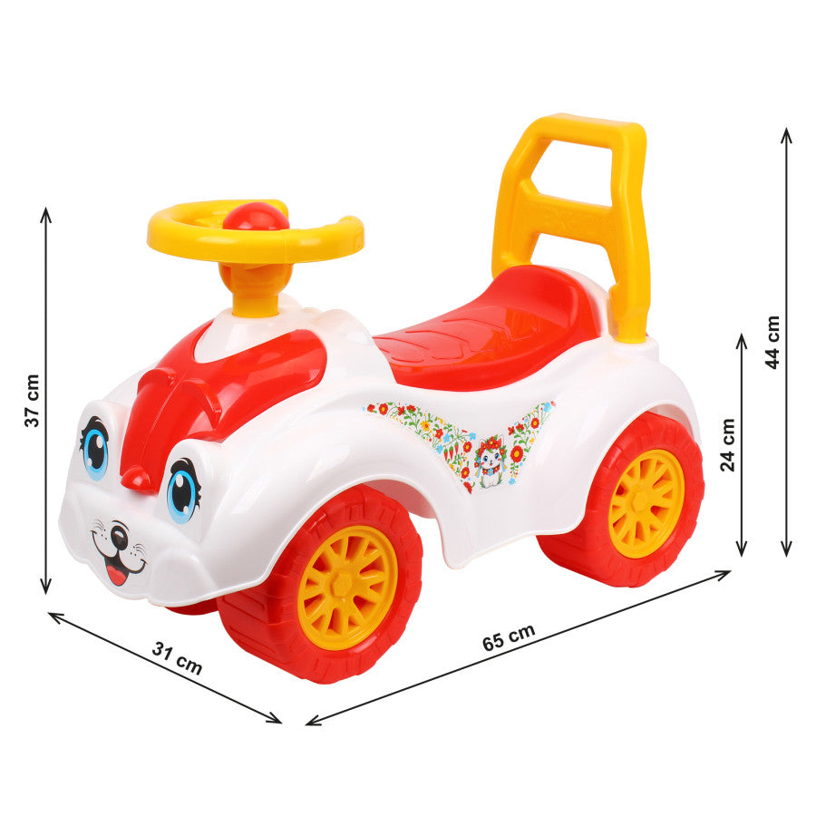 Jeździk 65cm chodzik dla dzieci – pchacz z otwieranym siedziskiem BIAŁY