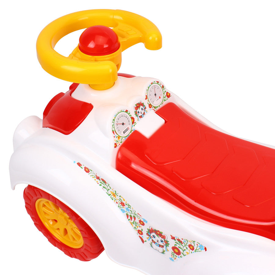 Jeździk 65cm chodzik dla dzieci – pchacz z otwieranym siedziskiem BIAŁY
