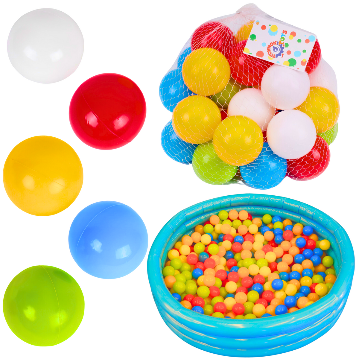 Plastikowe Kulki Zestaw Piłek Do Suchego Basenu Wielokolorowe 20 Sztuk 8911