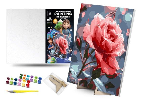 QB900-058 Set for painting by numbers "Rose on a r