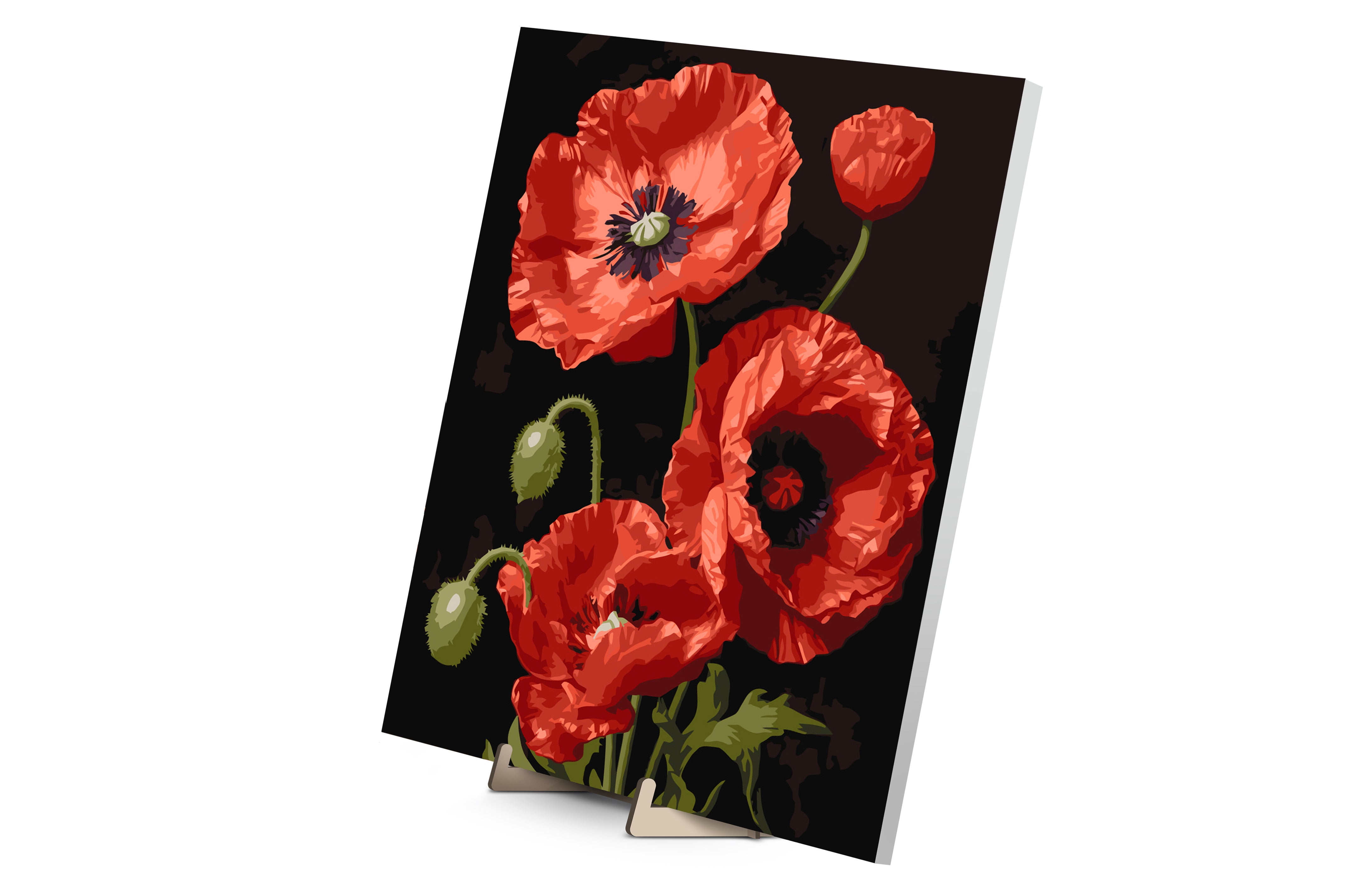 Zestaw kreatywny Obraz Malowanie po numerach 40×50 cm Sztaluga CZERWONE MAKI